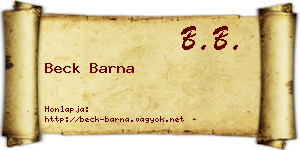 Beck Barna névjegykártya